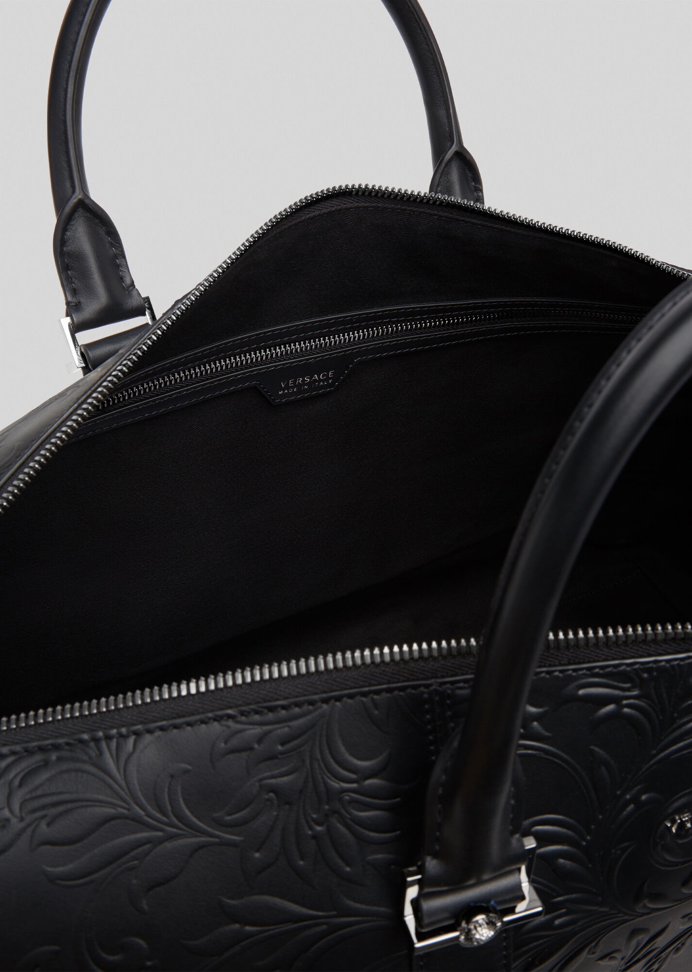 Embossed Barocco Leather Travel Bag - 5