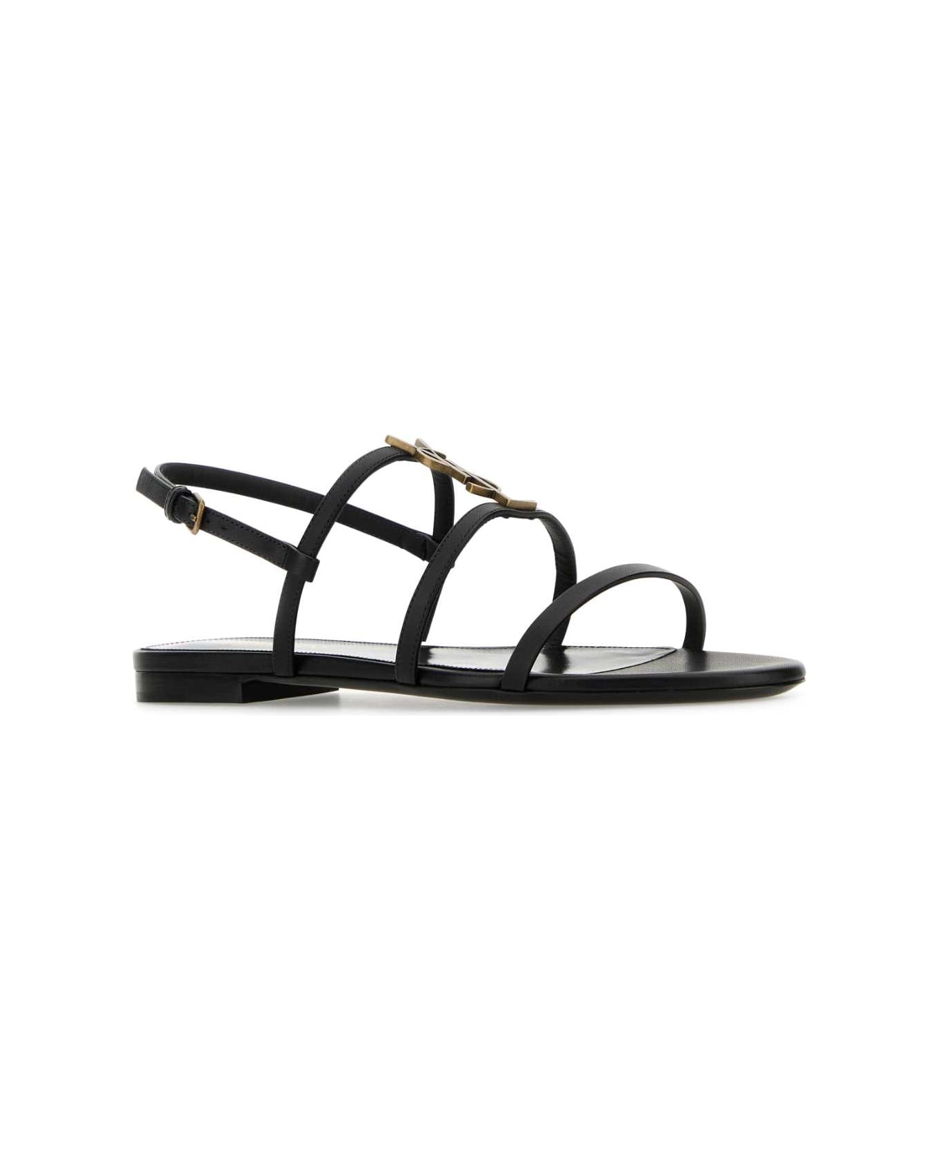 Black Leather Cassandra Sandals - 2