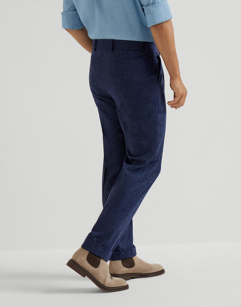 Brunello Cucinelli Wool and cashmere flecked grisaille leisure fit trousers with pleat outlook