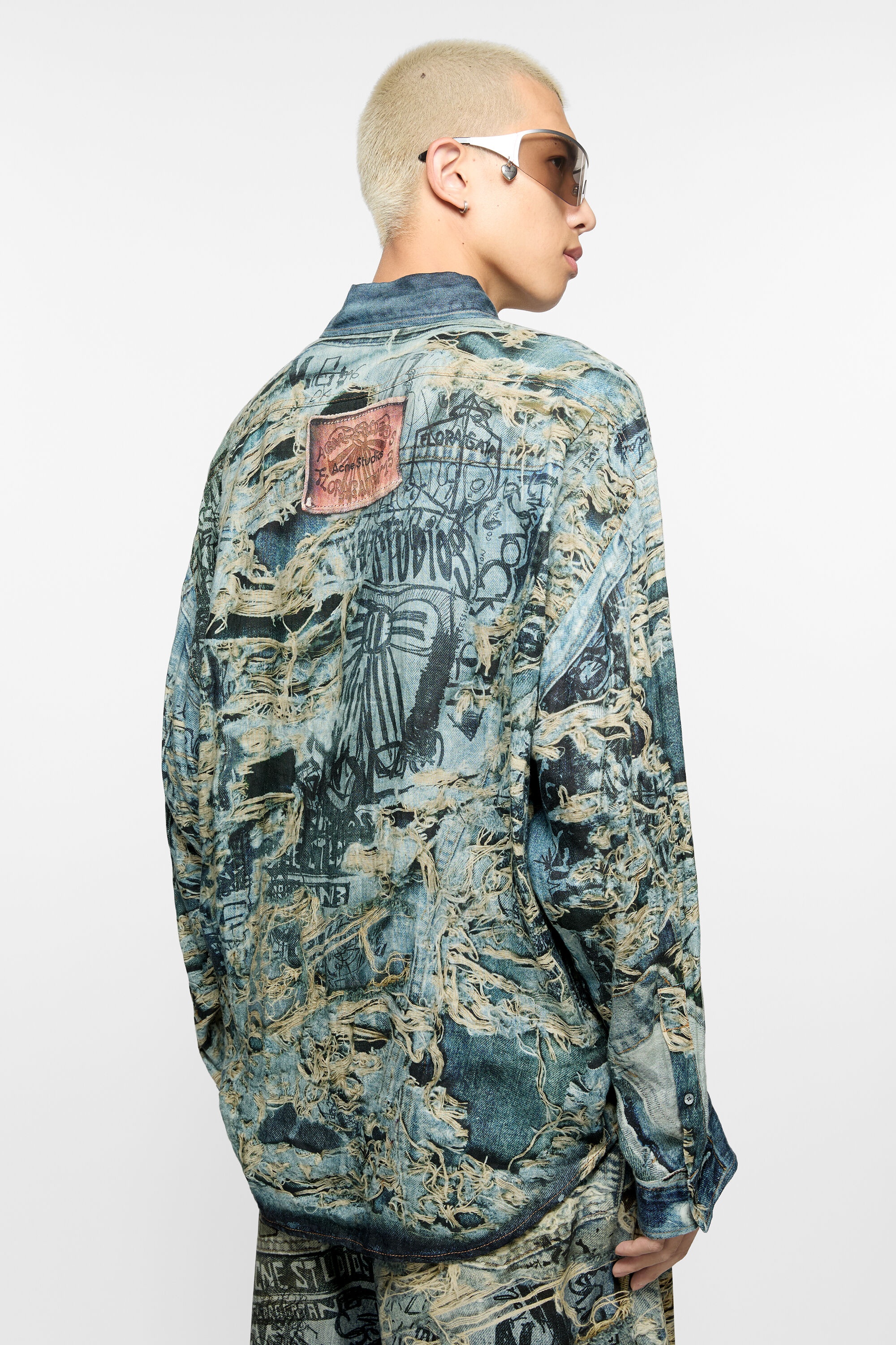 Printed button-up shirt - Denim Blue - 3