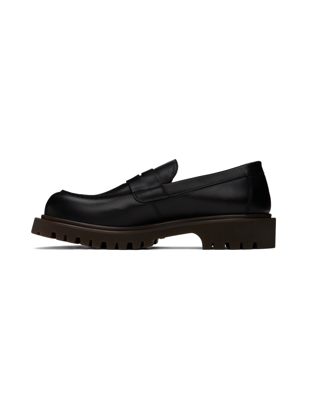 Black Chunk Sole Loafers - 3