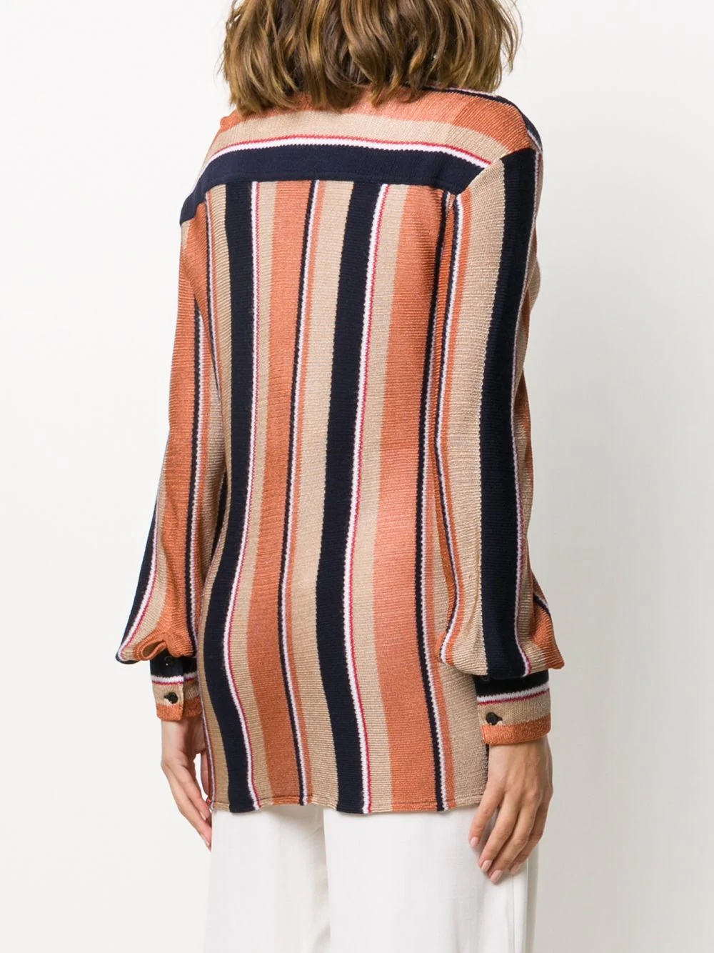 fine knit stripe polo cardigan - 4