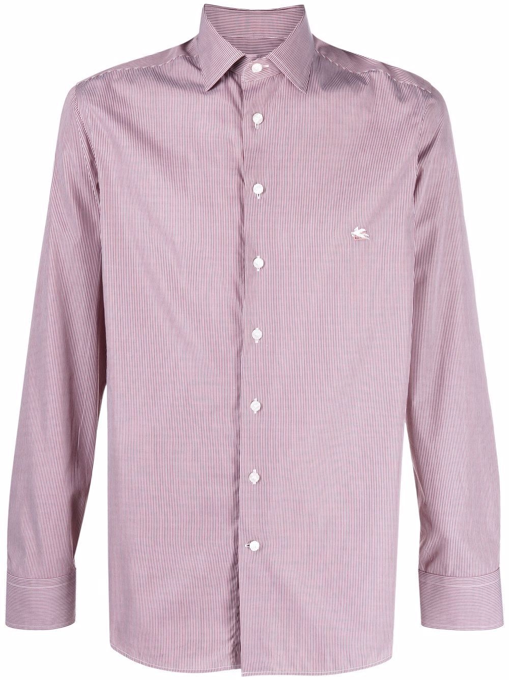 embroidered-logo button-up shirt - 1