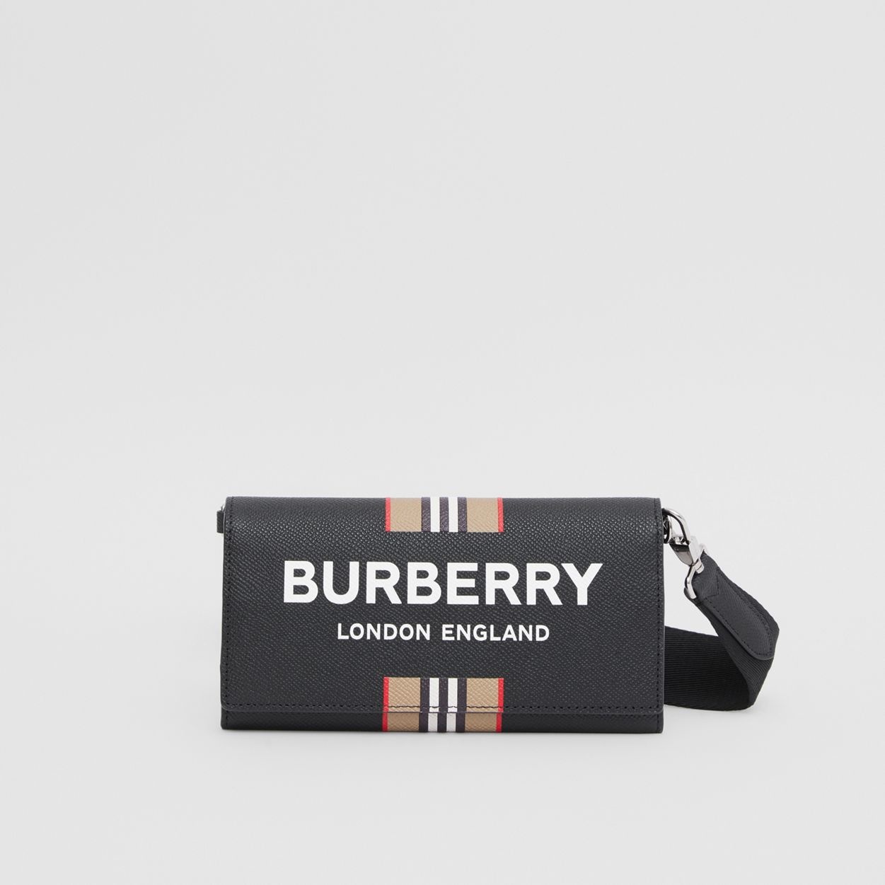 Logo Print Leather Wallet with Detachable Strap - 1