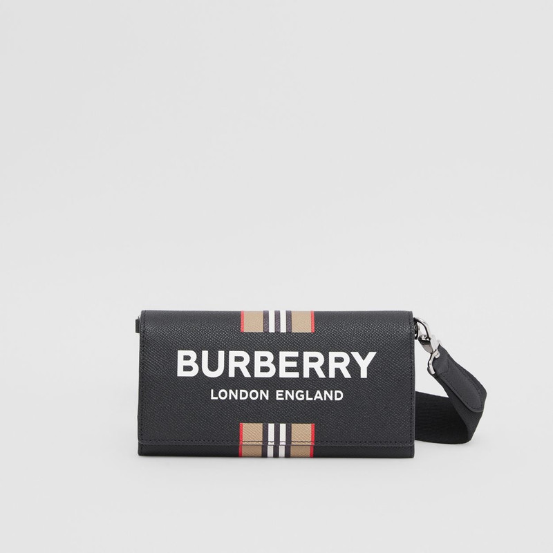 Logo Print Leather Wallet with Detachable Strap 1