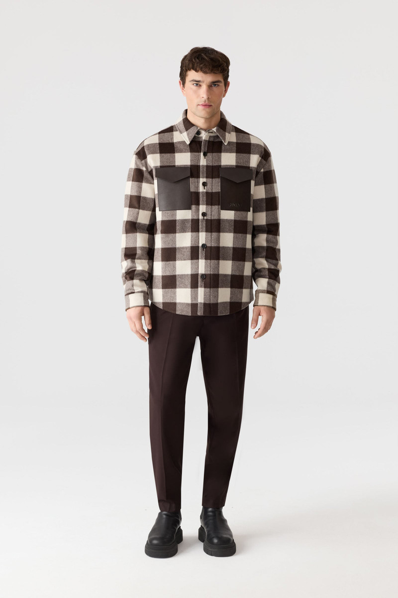 MACKAGE RYKER-PL Plaid Wool Overshirt With Leather Pocket outlook