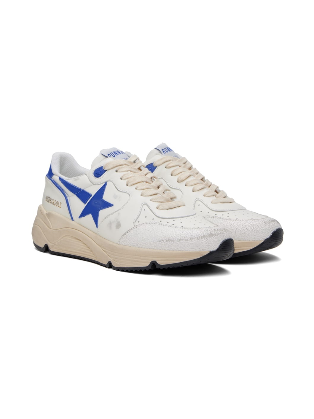White & Blue Running Sole Sneakers - 4