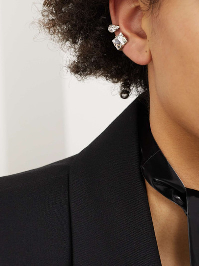 SAINT LAURENT Silver-Tone Crystal Clip Earrings outlook