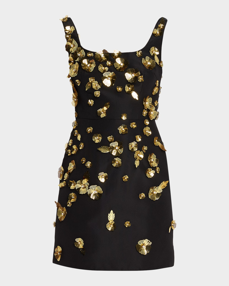 Crystal Flower Applique Sleeveless Mini Dress 1