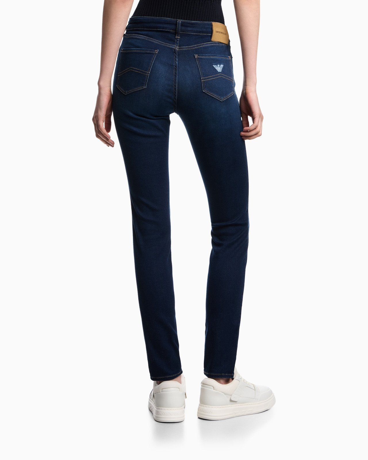 J20 HIGH-WAISTED SUPER-SKINNY LEG JEANS IN STRETCH DENIM WITH LASER-CUT LOGO - 3