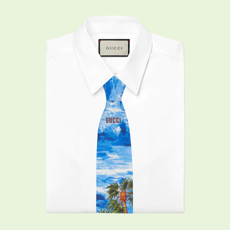 GUCCI Gucci island print cotton tie outlook