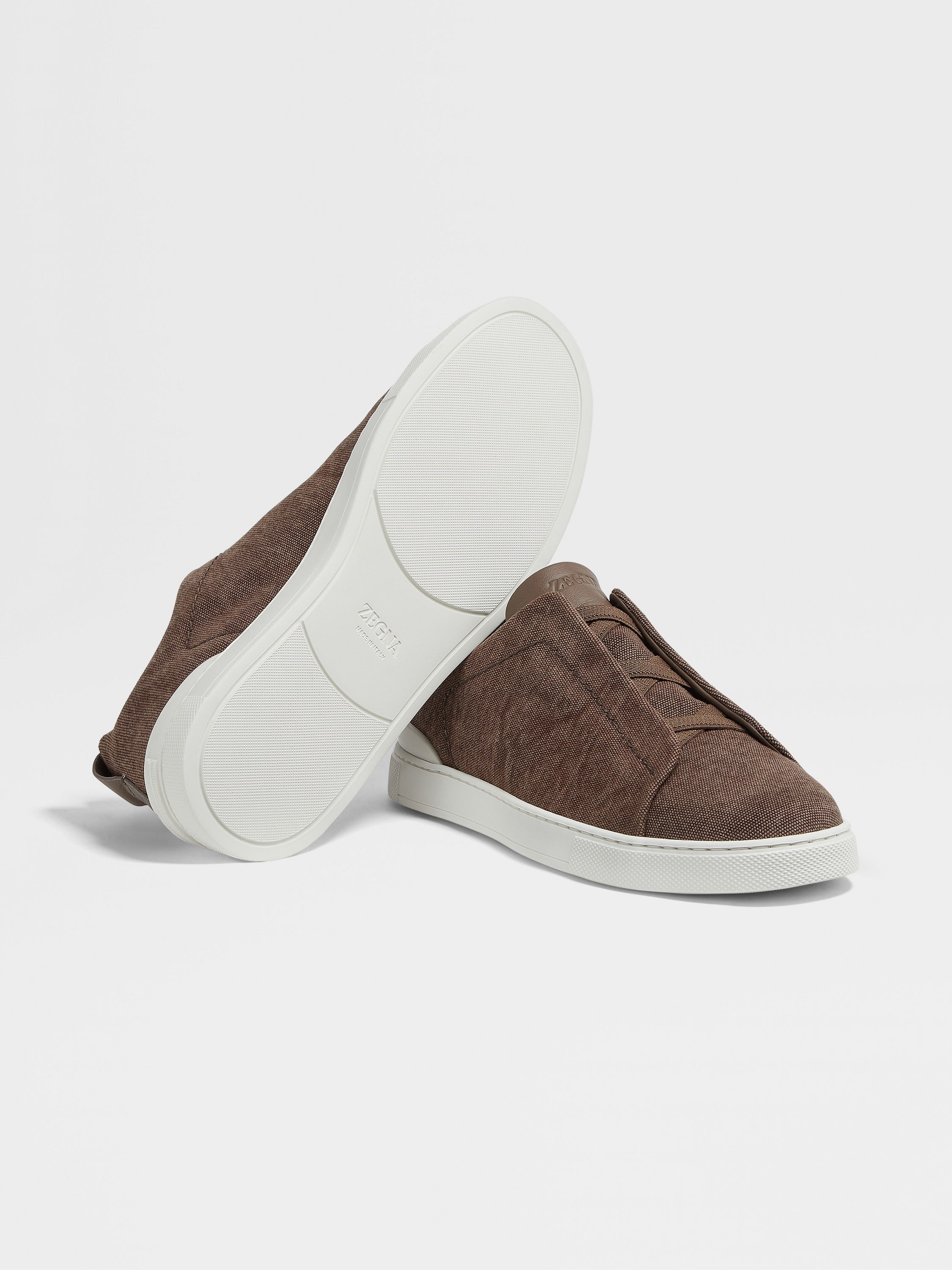 DARK BROWN CANVAS TRIPLE STITCH™ LOW TOP SNEAKERS - 5