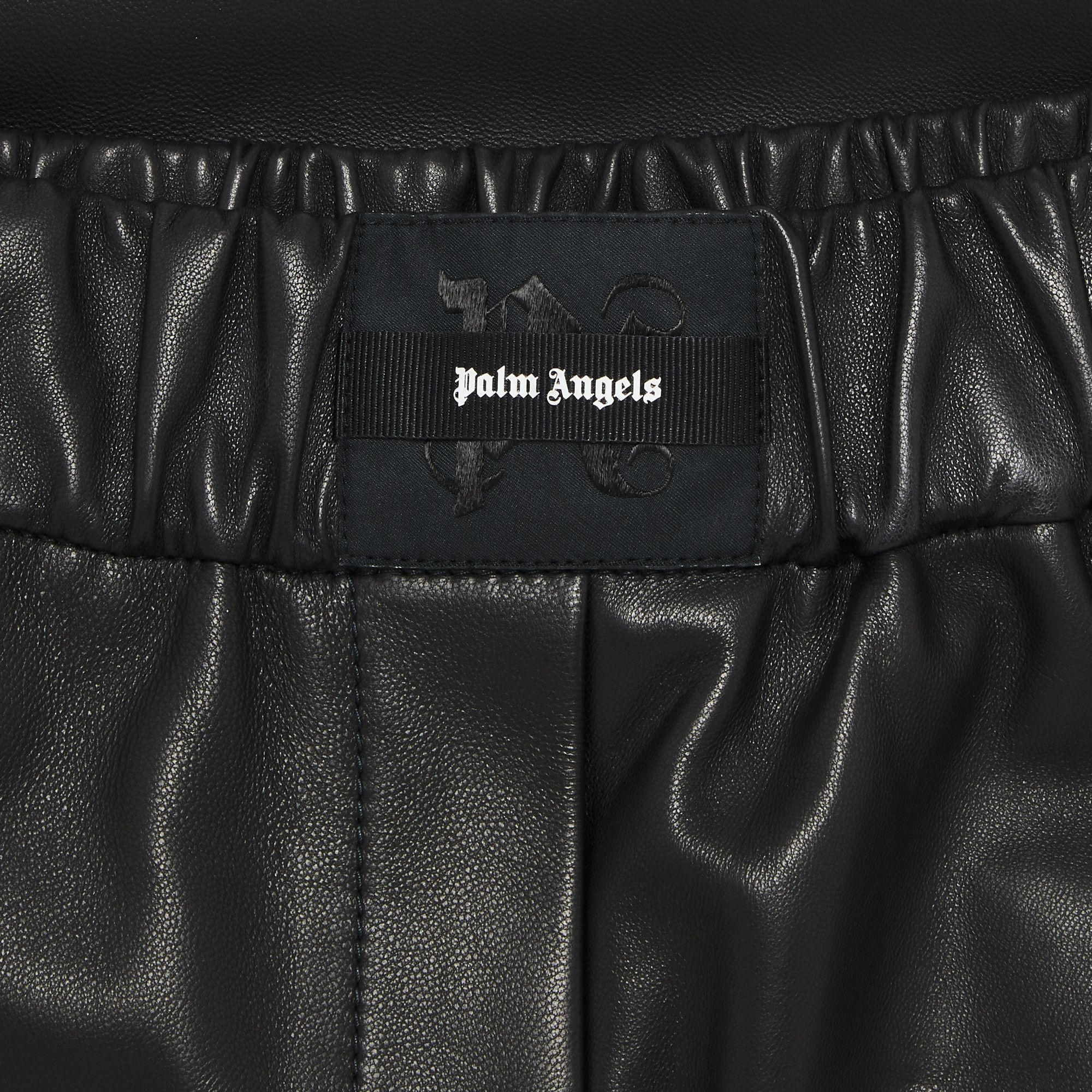 Palm Angels Monogram Leather Shorts 'Black' - 3
