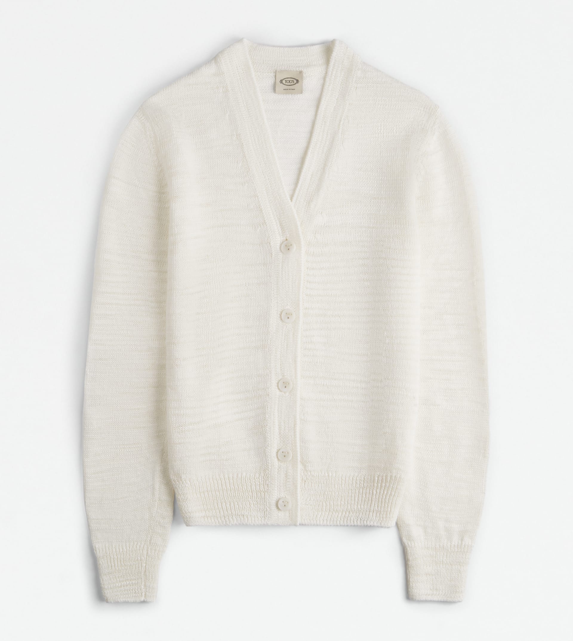 LINEN BLEND CARDIGAN - WHITE - 1