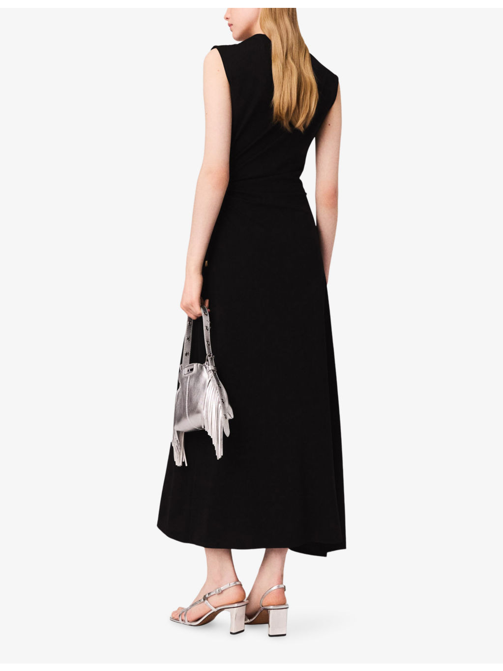 Cutout-Waist High-Neck Stretch-Woven Maxi Dress - 4