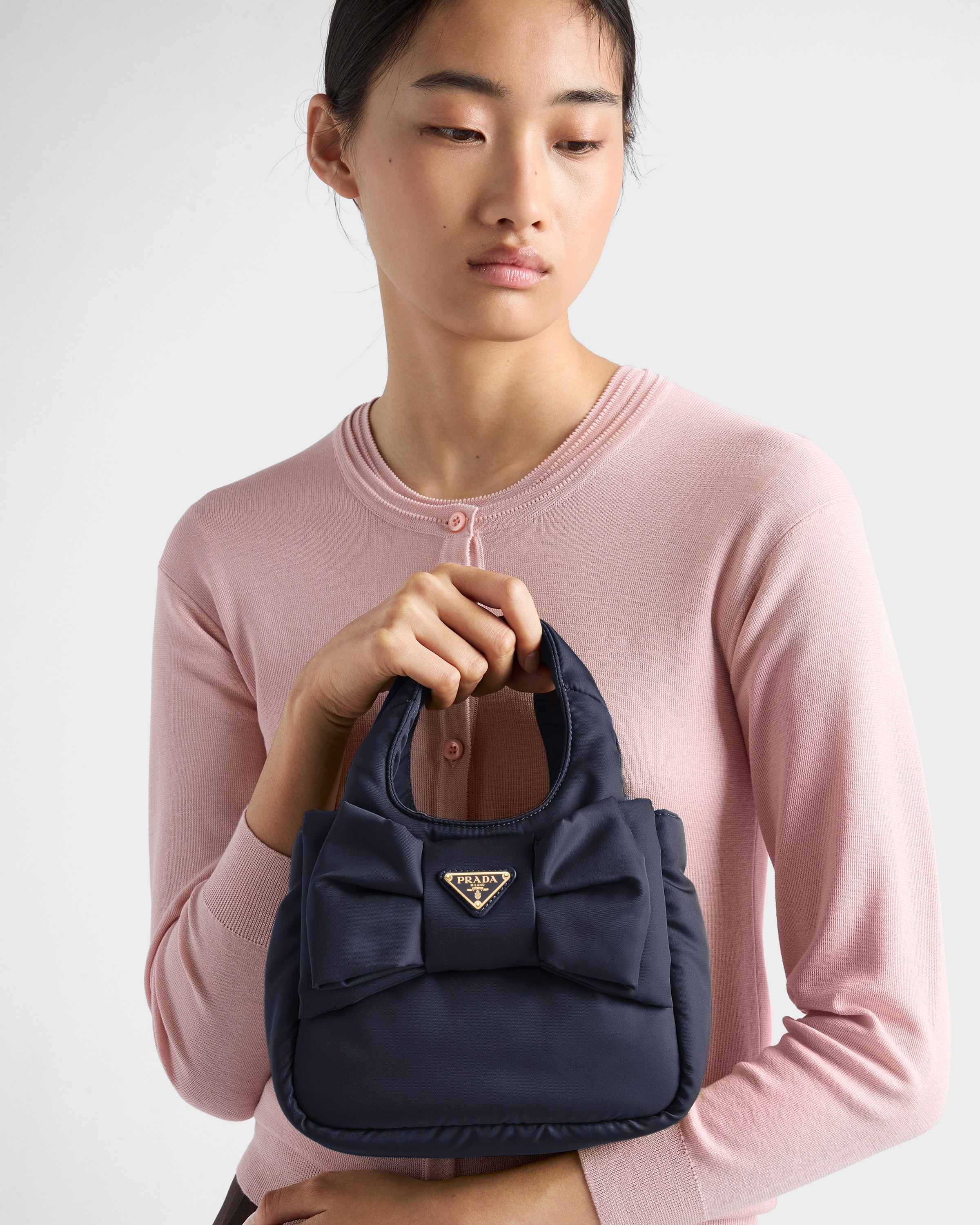 Padded Re-Nylon mini-bag with bow - 7