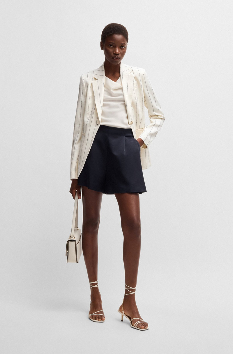 BOSS SLIM-FIT SUIT JACKET IN STRIPED LINEN-BLEND BOUCLÉ outlook