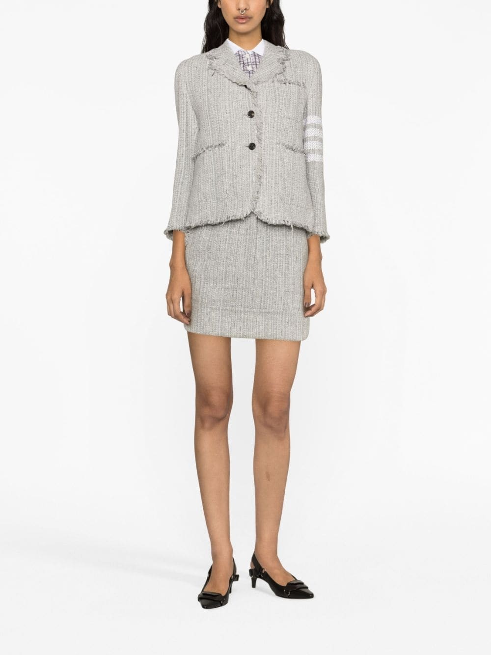 4 Bar-stripe tweed jacket - 2