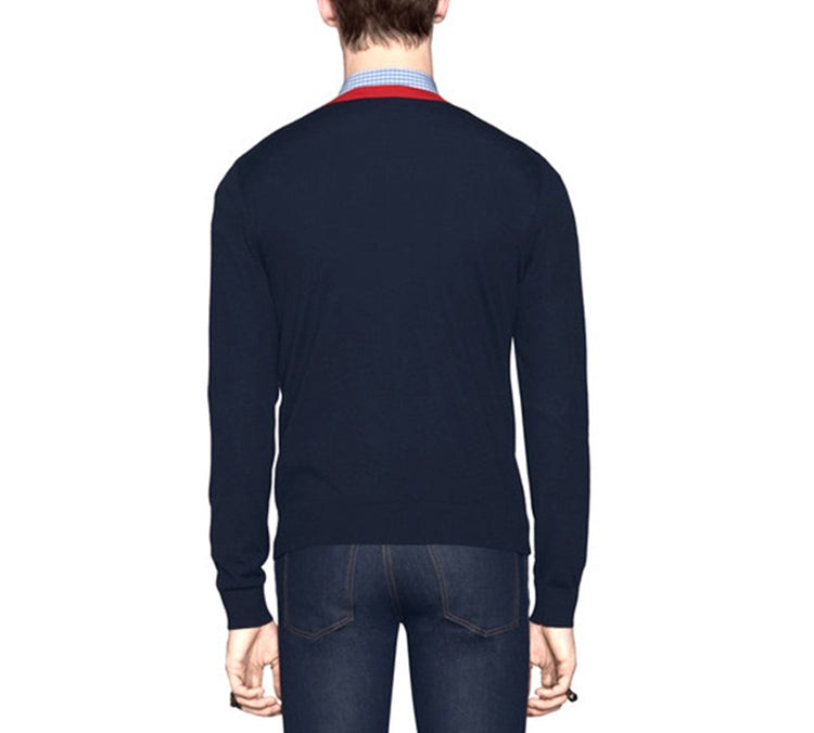 Gucci Bee Print V-Neck Sweater For Men Navy 431749-X1311-4696 - 2
