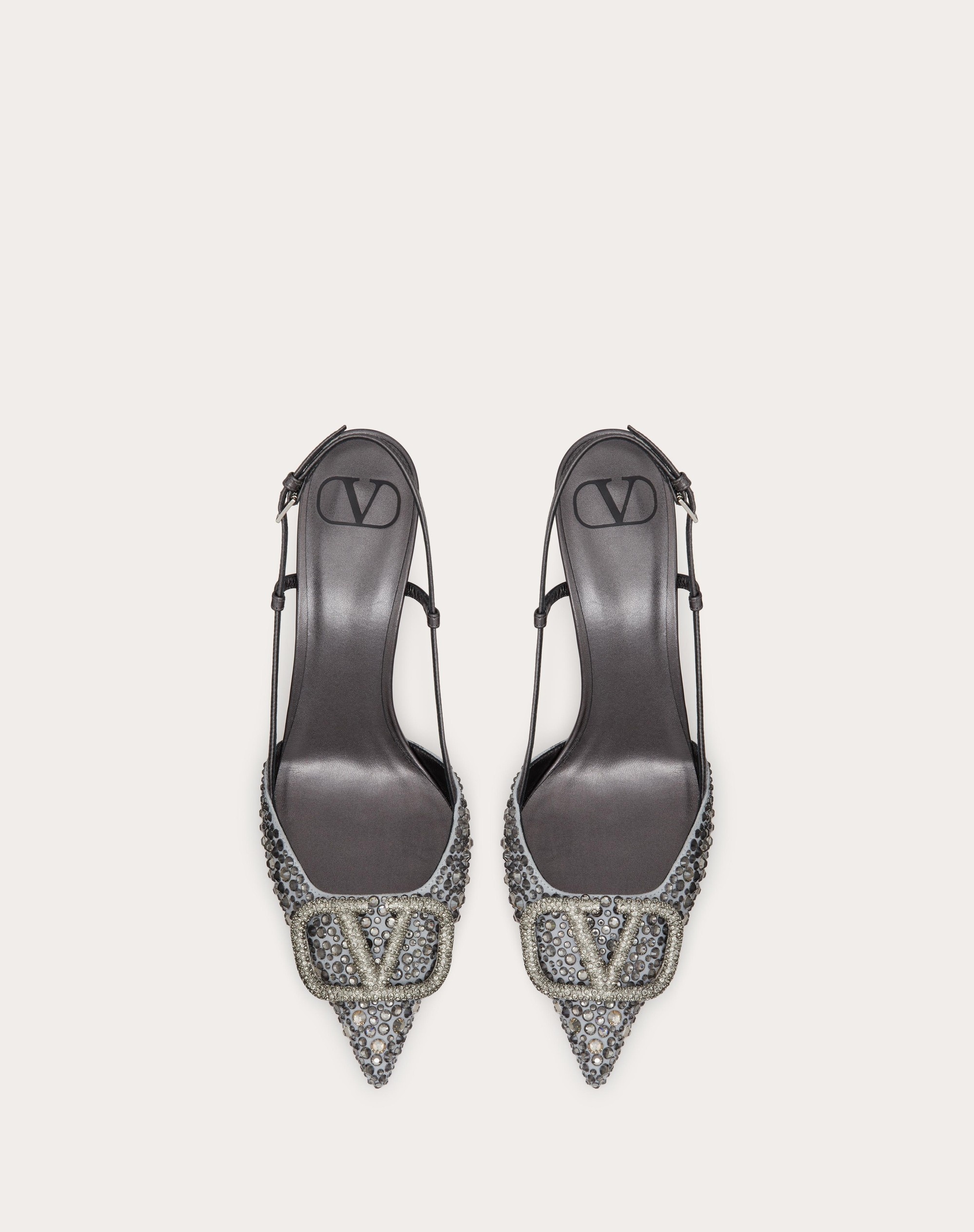 EMBROIDERED VLOGO SIGNATURE SLINGBACK PUMP WITH CRYSTALS 80 MM - 4