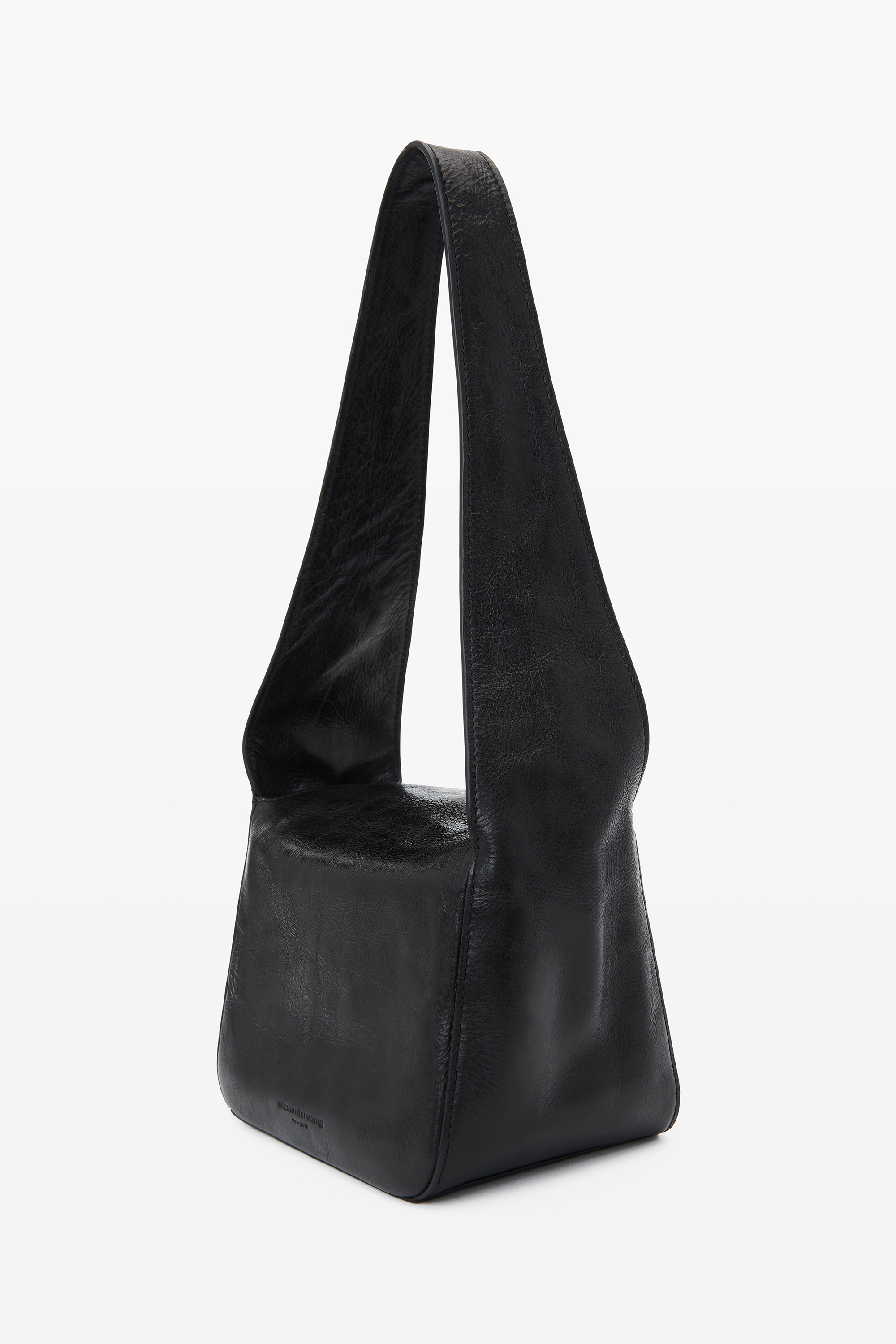 dome small hobo bag in crackle patent leather - 5