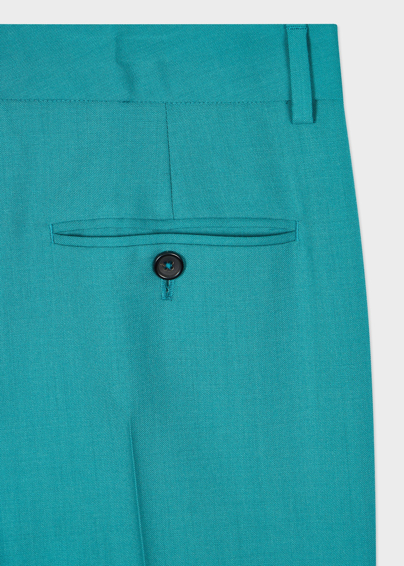 Paul Smith Women's Peacock Blue Wool-Hopsack Slim-Fit Trousers outlook