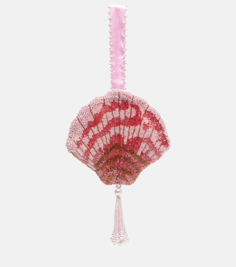 Seashell beaded satin clutch 1