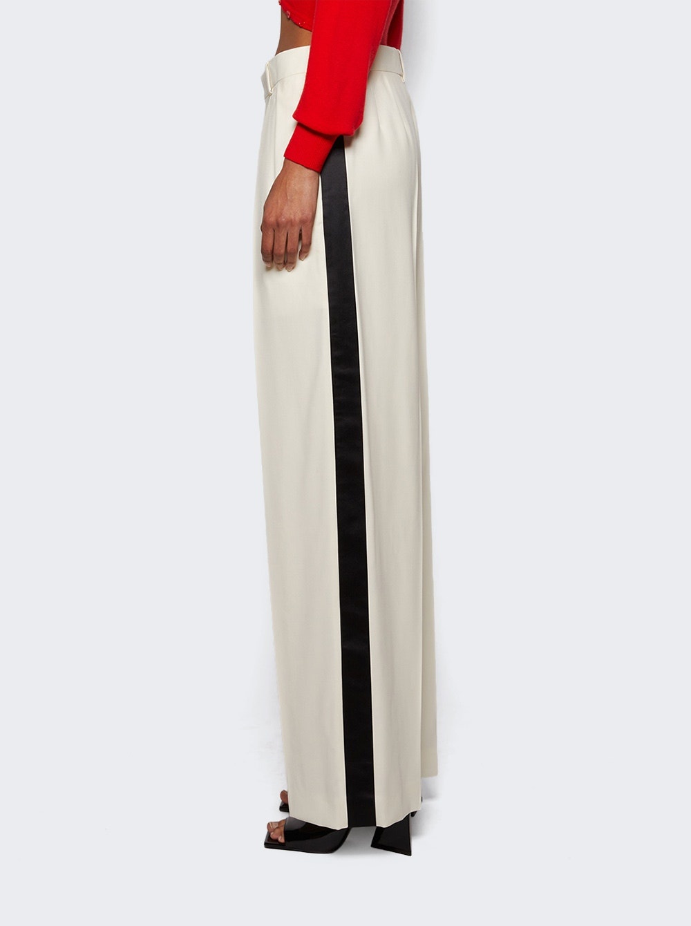 Low Rise Tuxedo Trouser Off White And Black - 4