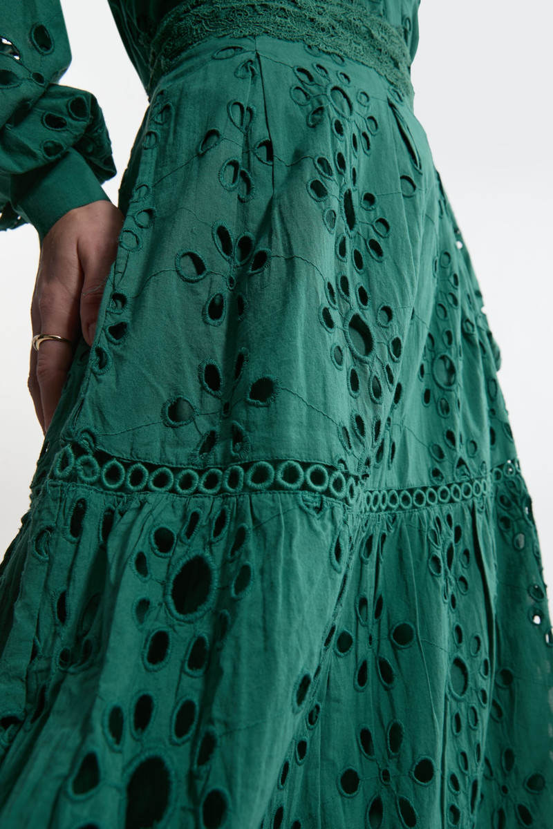 Broderie Woven Midi Skirt With Guipure Trim 3