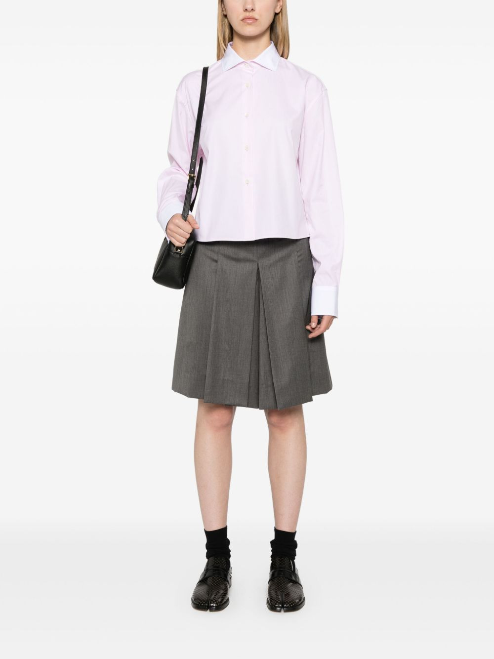 logo-embroidered cotton shirt - 2