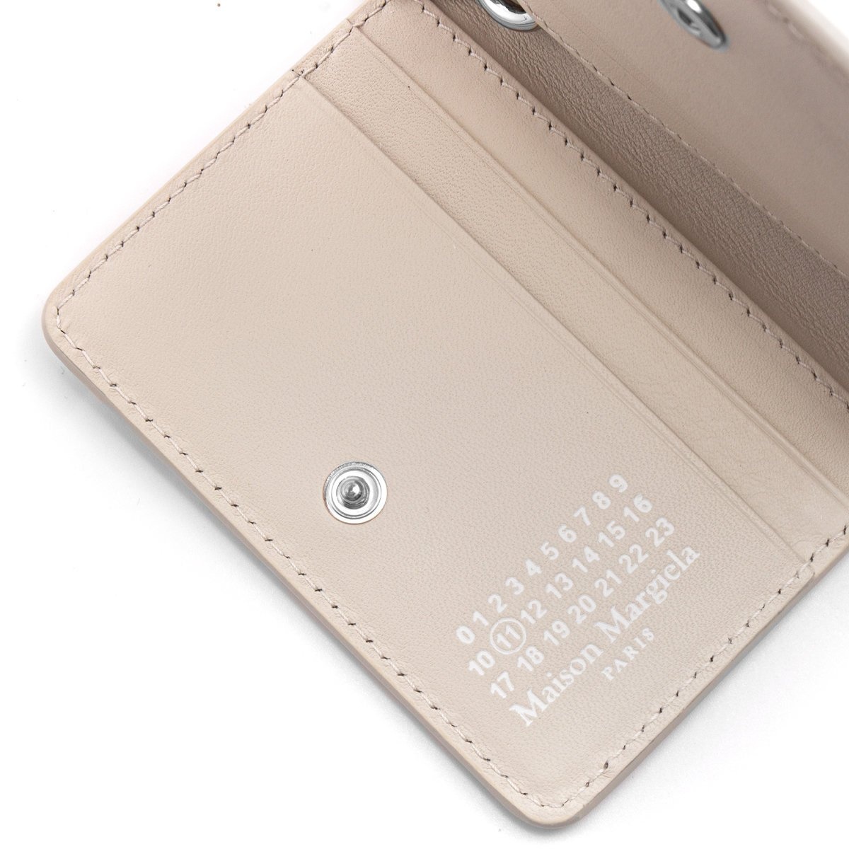 Maison Margiela Patent Leather Keychain Cardholder Greige