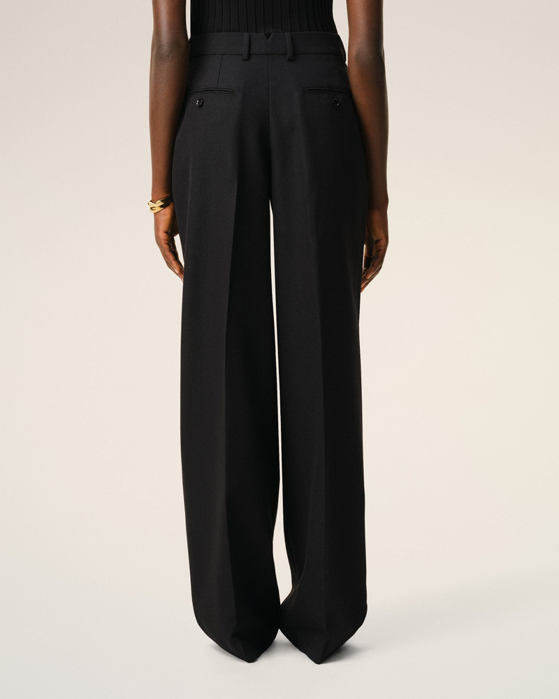 BLACK NEW WOOL LOW WAIST WIDE TROUSERS 4