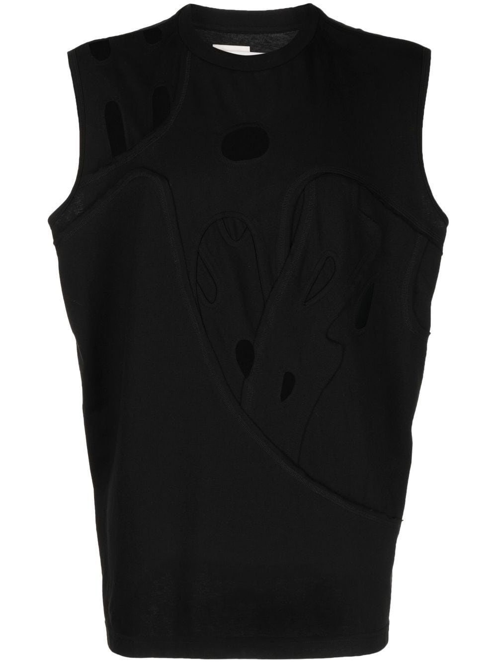 distressed-effect cotton vest - 1