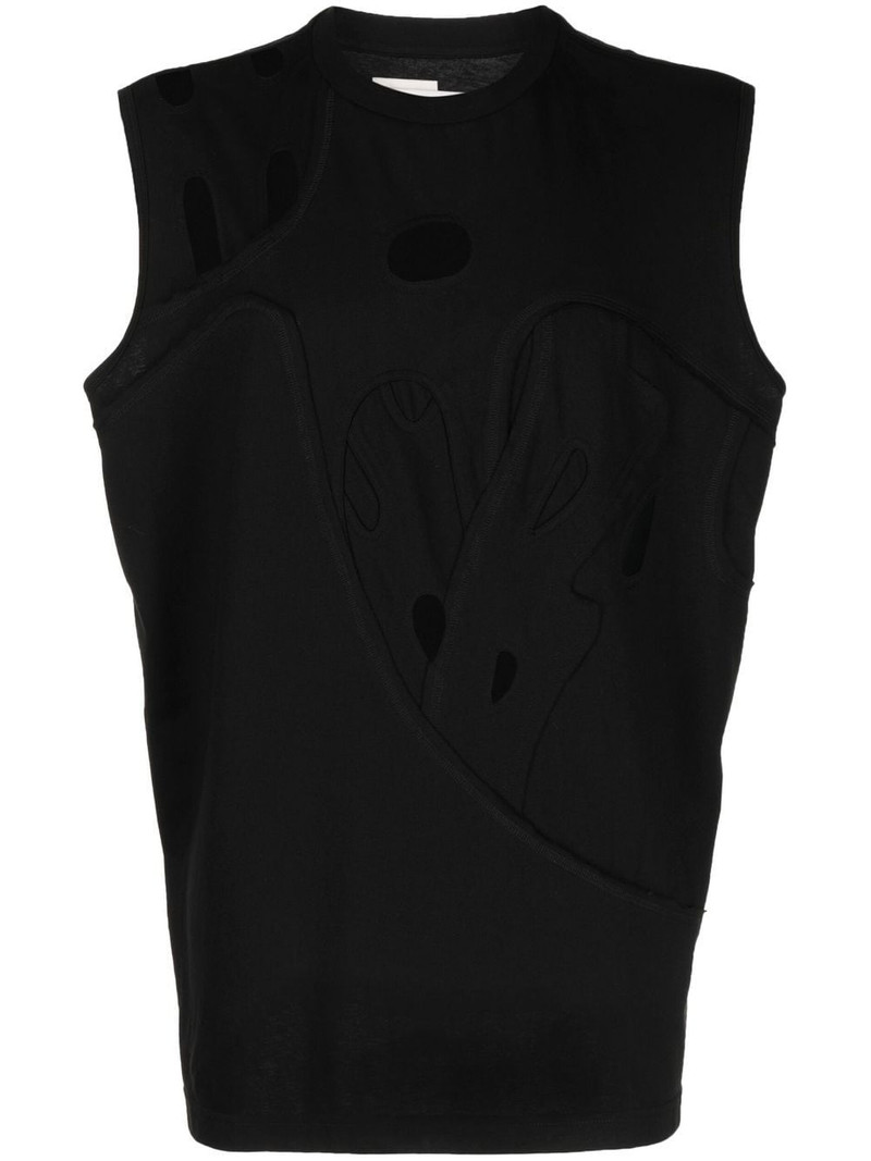 distressed-effect cotton vest 1