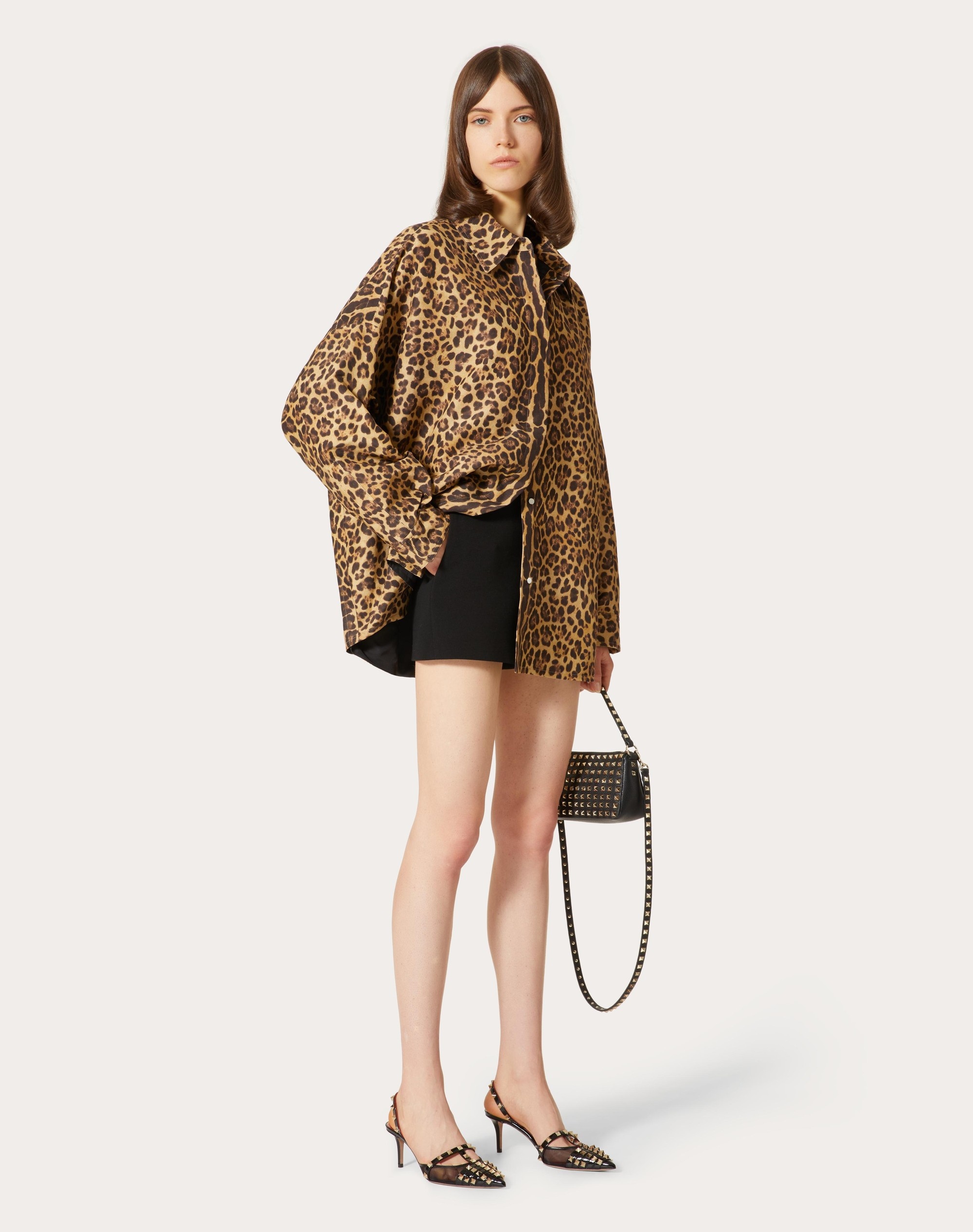 PRINTED MICRO FAILLE PEA COAT - 2