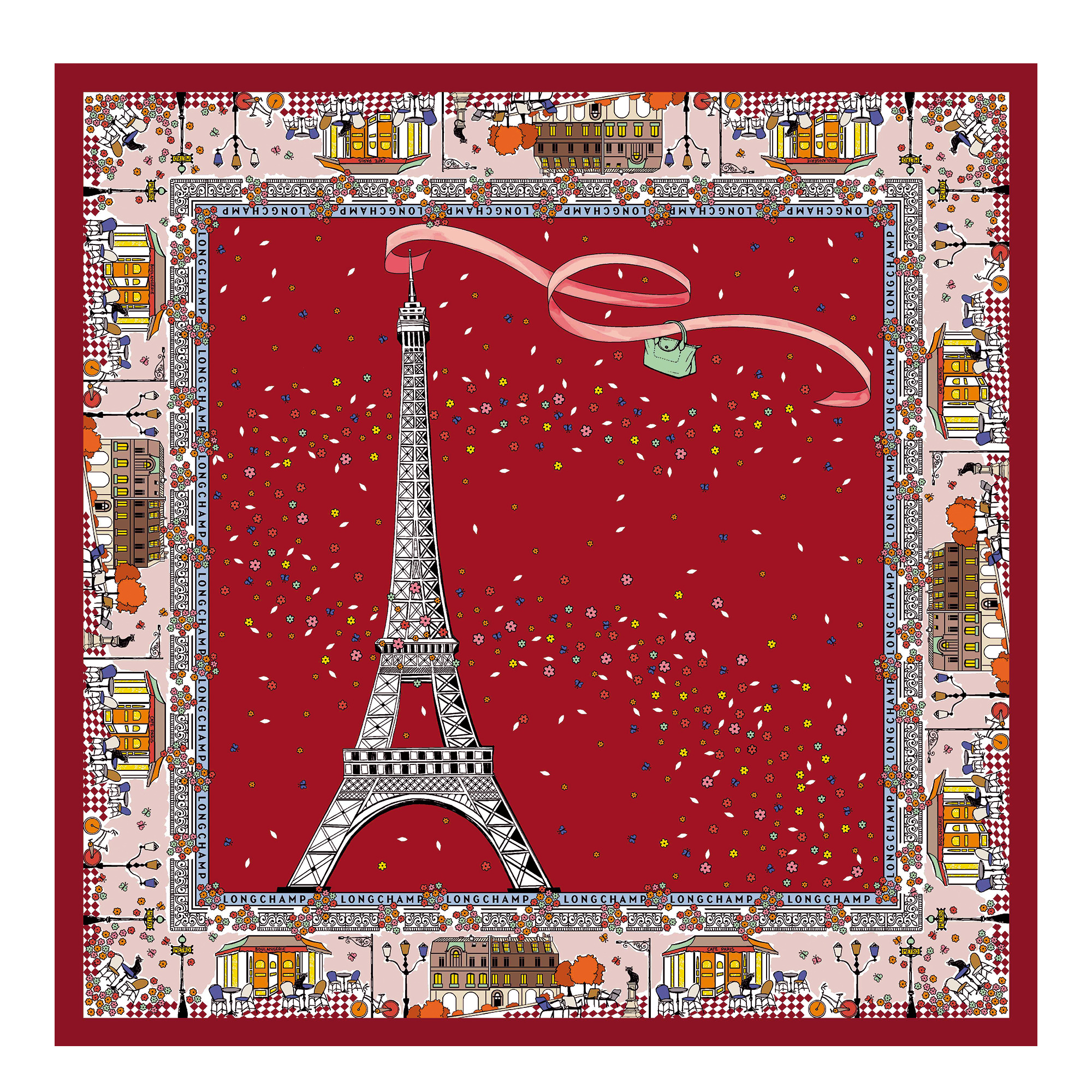 Le Pliage in Paris Silk scarf Tomato - Silk - 1