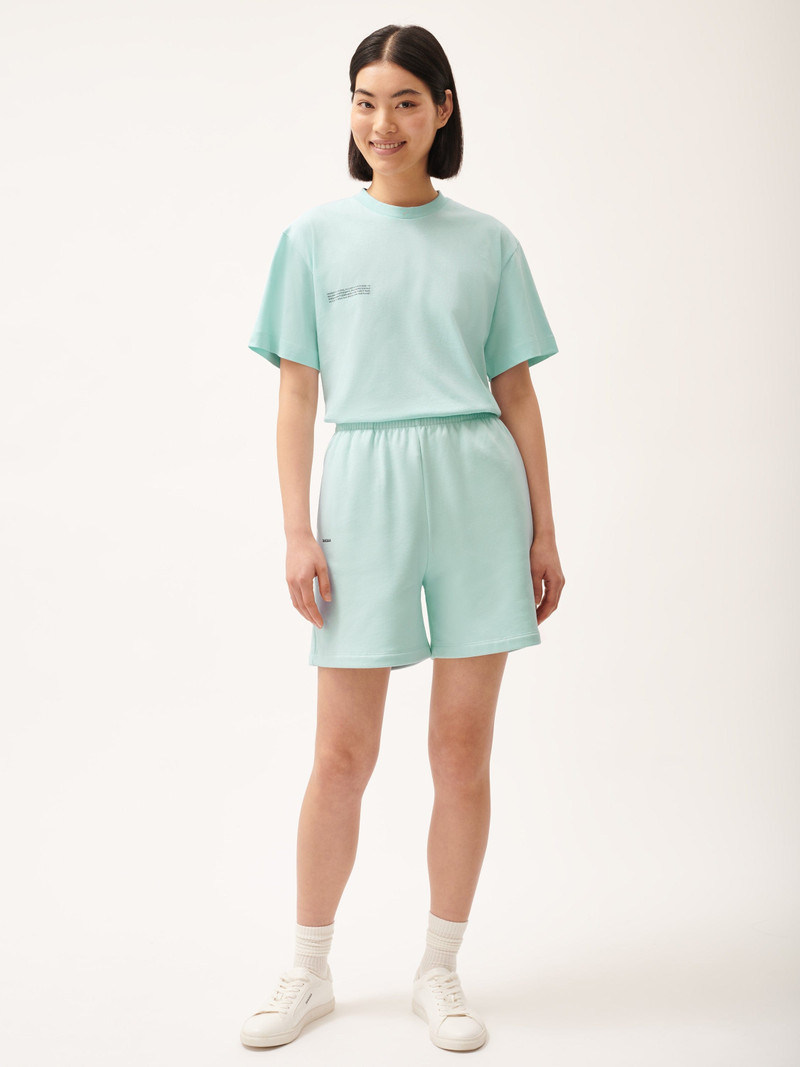 PANGAIA Womens 365 Midweight Mid Length Shorts - Reflect Blue outlook