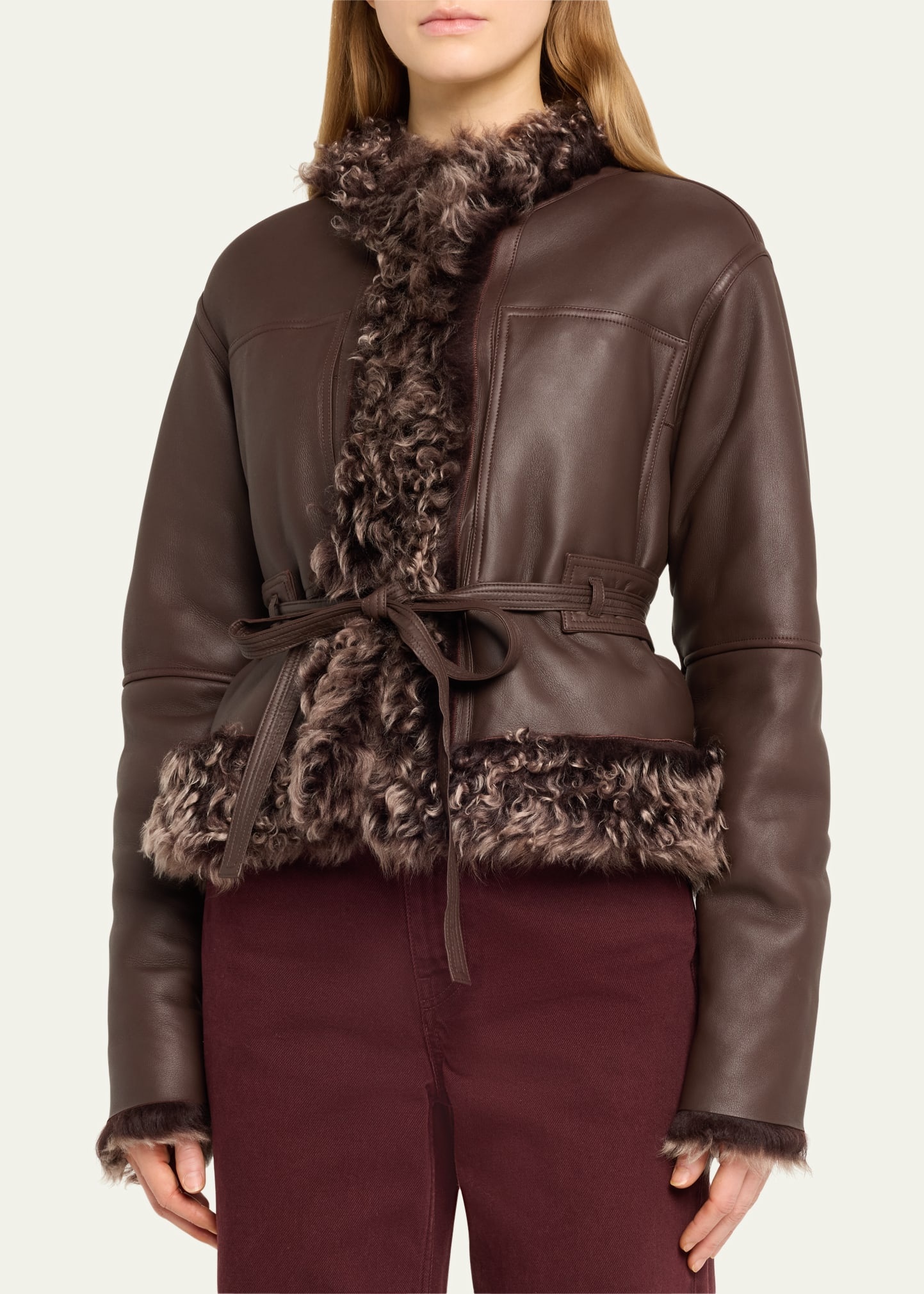 Yulia Reversible Shearling Belted Jacket - 5