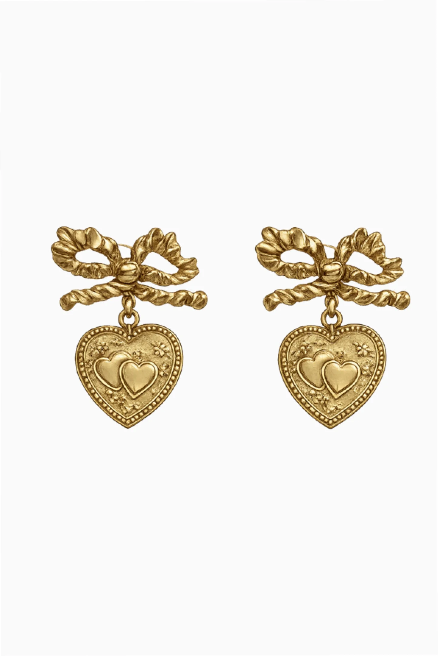 Miss Ellie Gross Grain Bow & Heart Earrings - 1