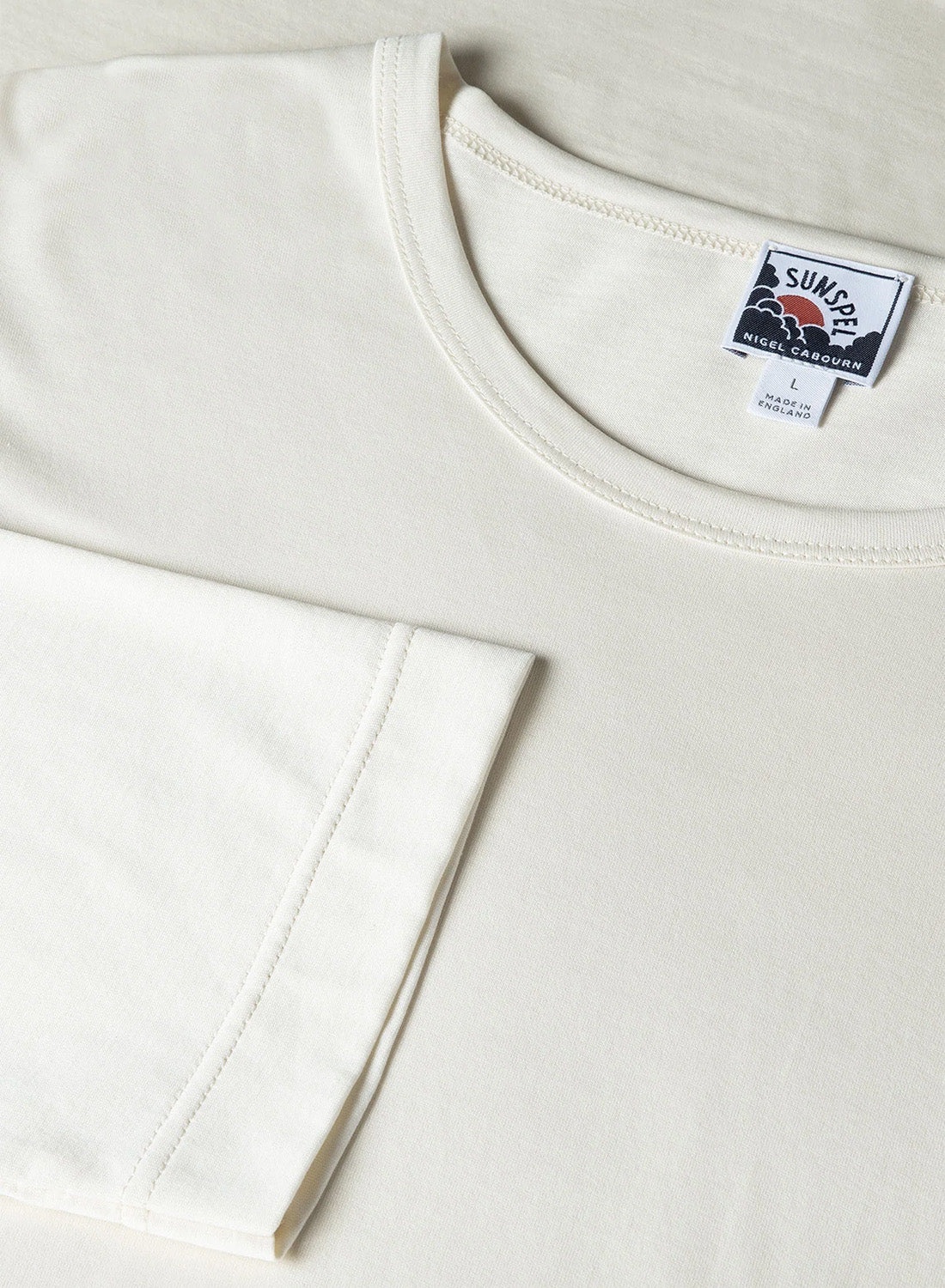 Nigel Cabourn x Sunspel Long Sleeve Pocket T-Shirt in Stone White - 2