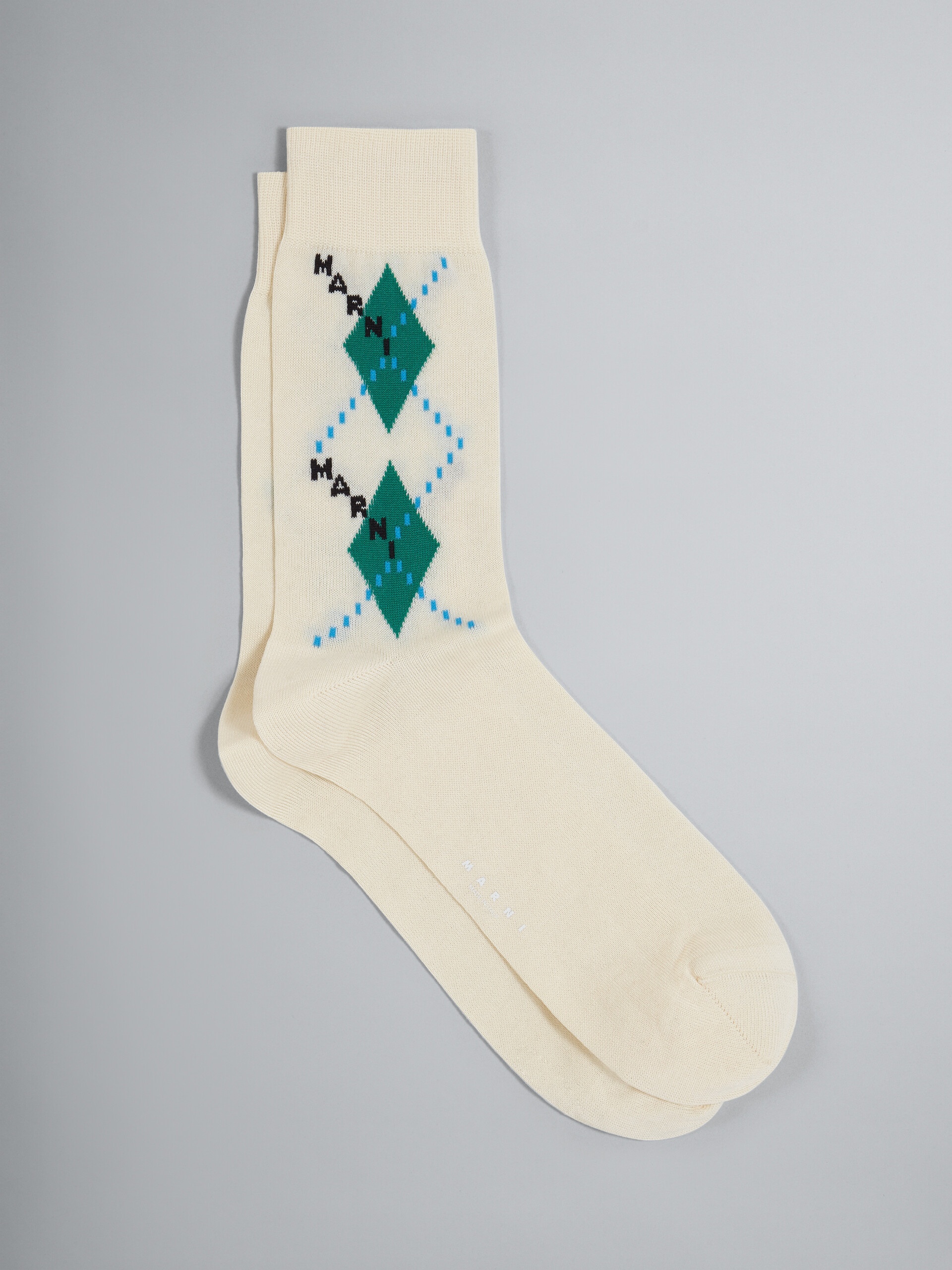 WHITE LISLE COTTON AND NYLON SOCK - 1