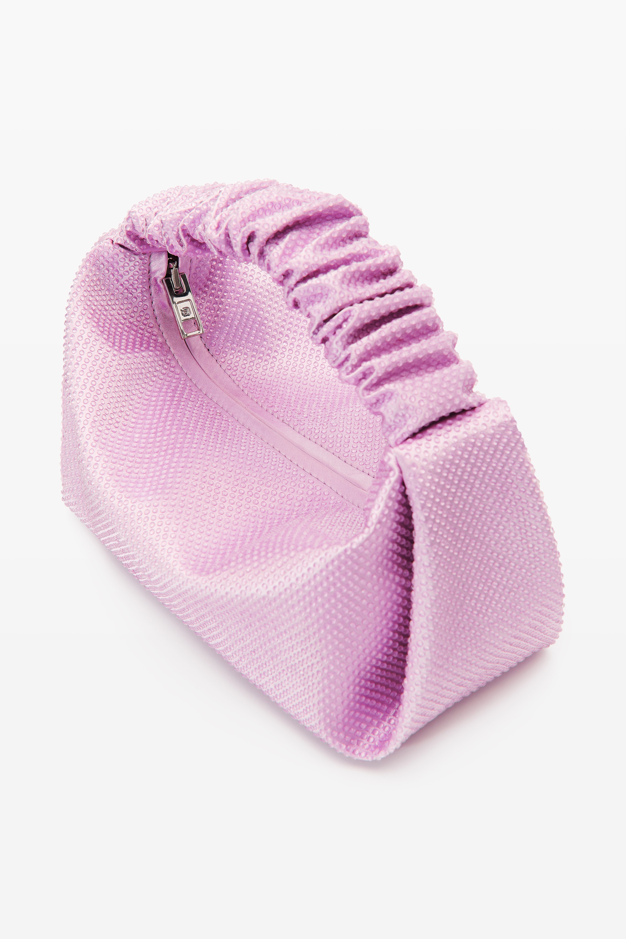 SCRUNCHIE MINI BAG IN SATIN WITH CLEAR BEADS - 2