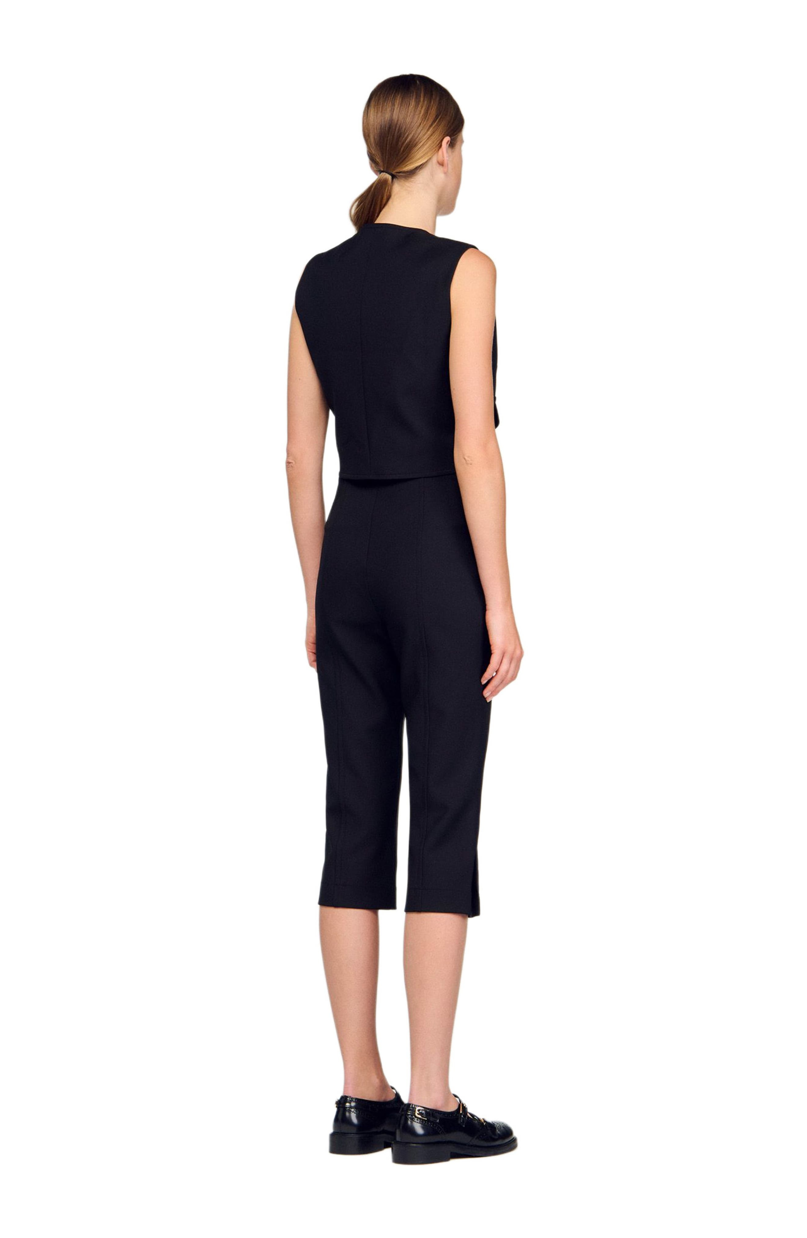SANDRO Decorative buttoned crop top in Black at Nordstrom - 3