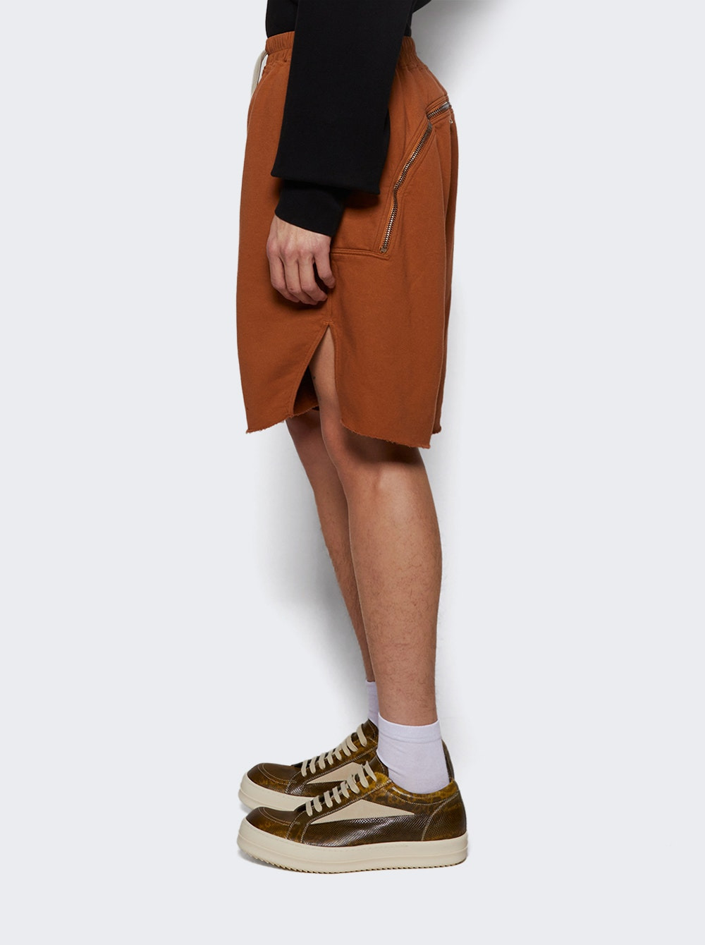 Long Boxers Butt Zip Shorts Orange - 3