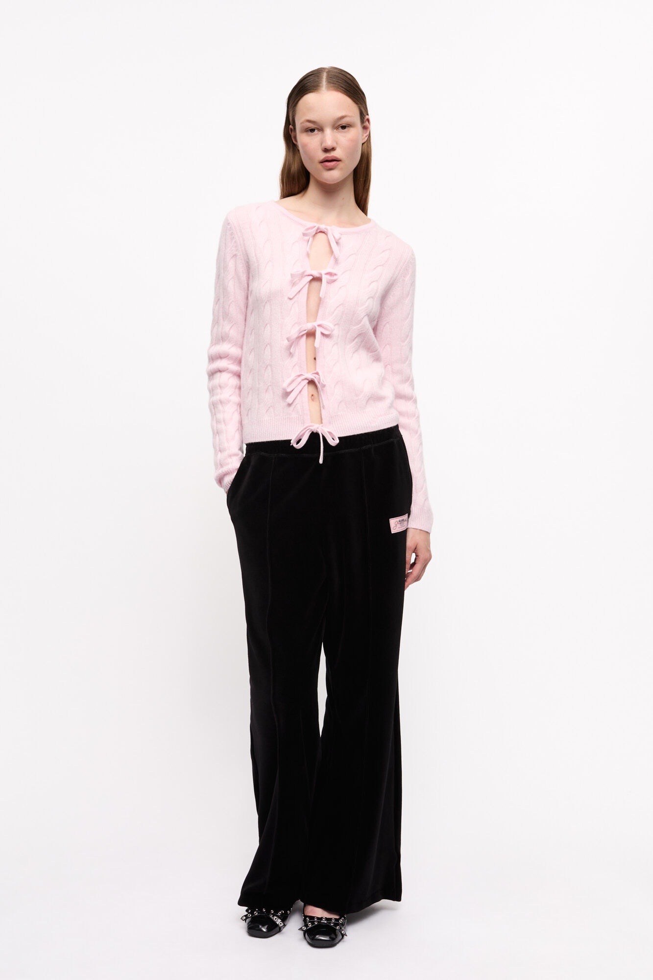 PINK CASHMERE MIX TIE STRING CARDIGAN - 4