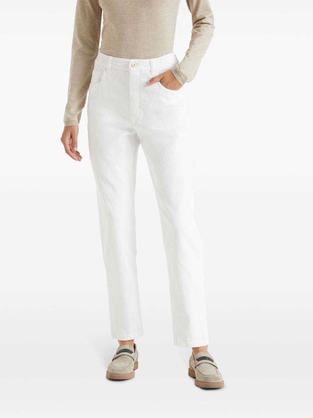 Monili-chain high-rise tapered jeans - 3