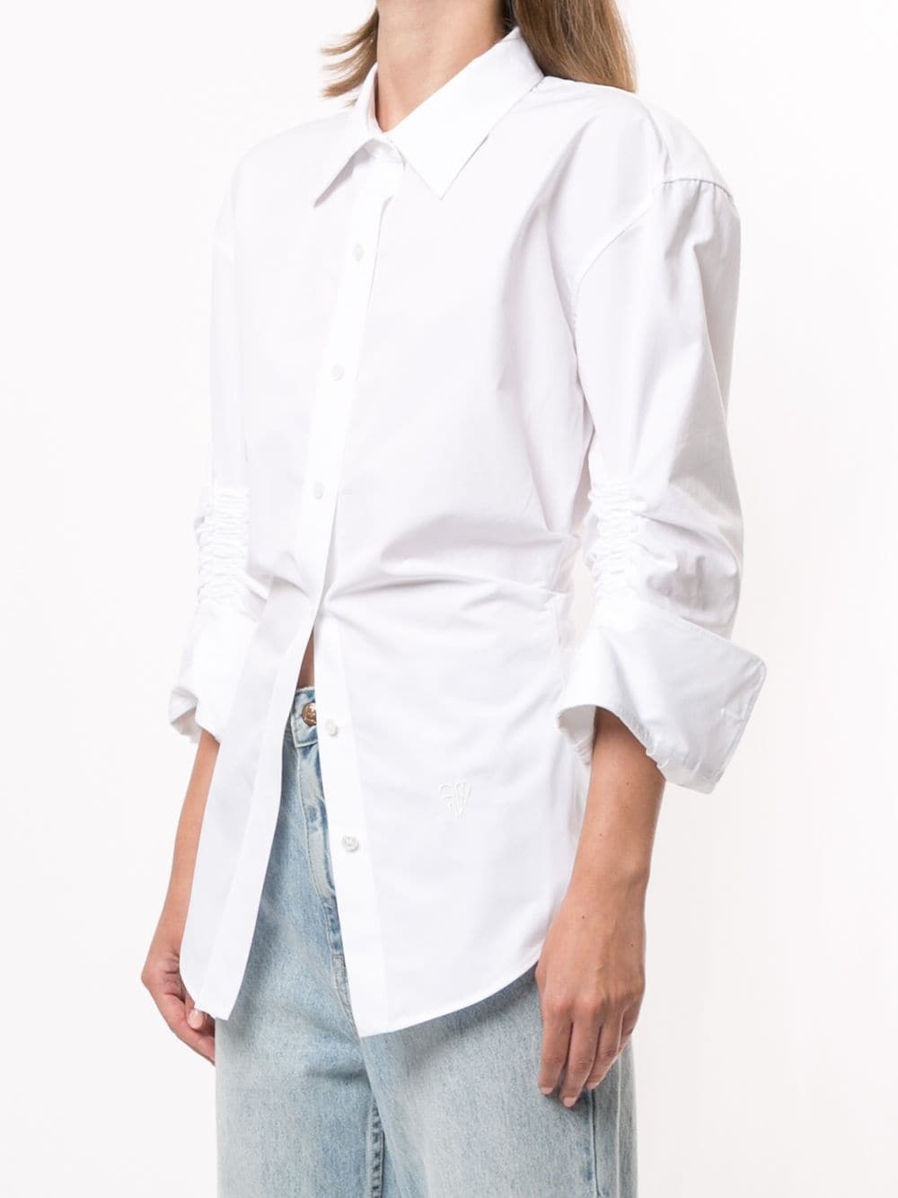 gathered-embellished poplin shirt - 3