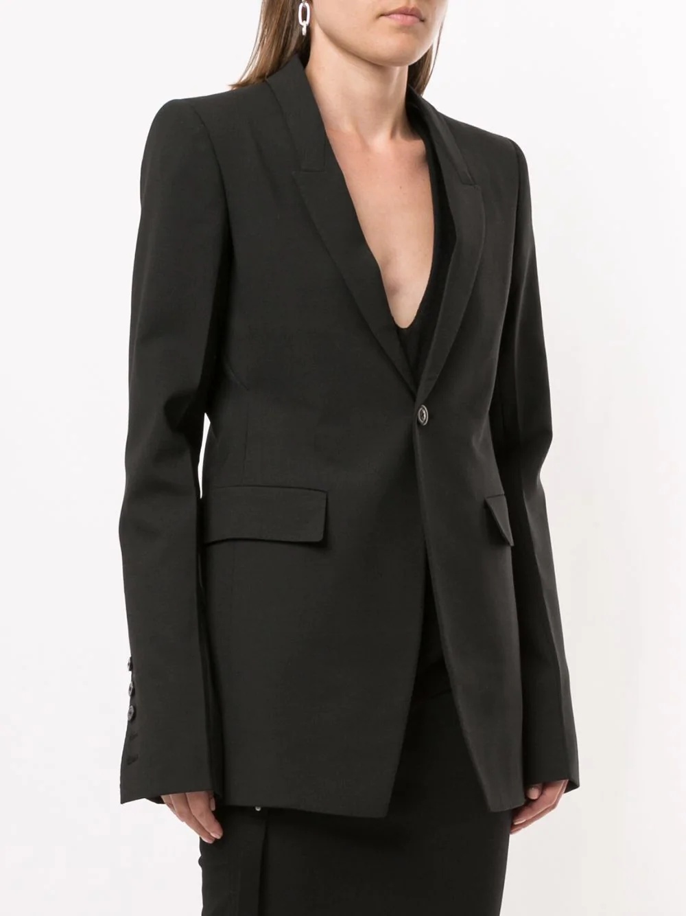 structured style slit detail blazer - 3