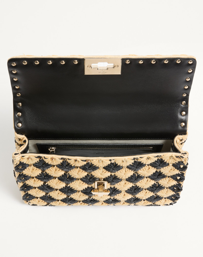 VALENTINO GARAVANI MEDIUM ROCKSTUD SPIKE BAG EMBROIDERED IN RAFFIA 4