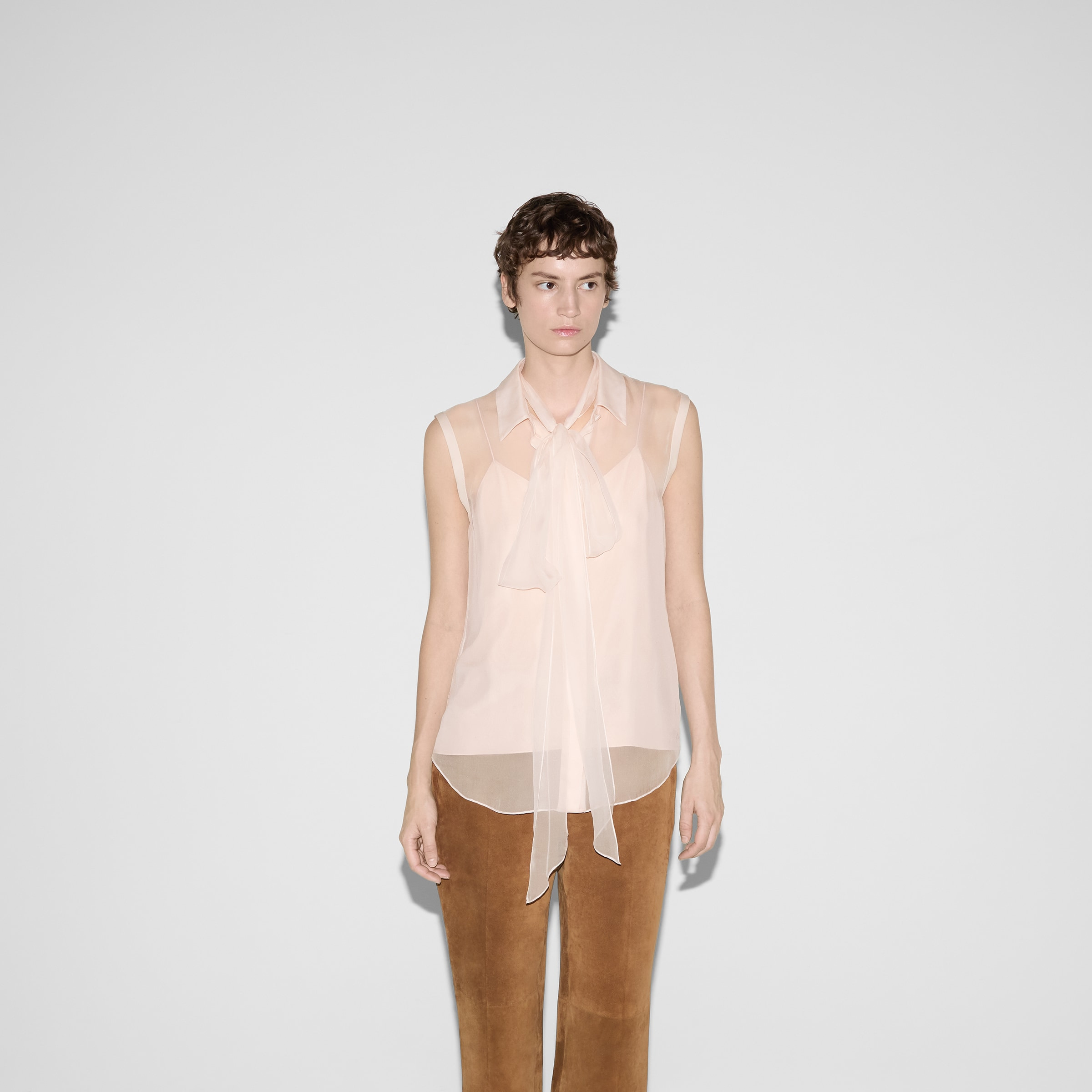 Silk chiffon sleeveless shirt - 3